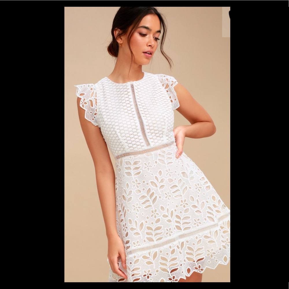 Bb Dakota Ariane White Lace Skater Dress